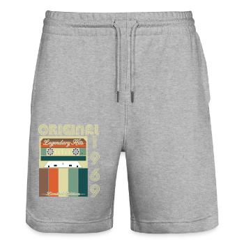 Legendary 1969 Anniversary - Stanley/Stella Trainer Unisex Organic Jogging Shorts - heather grey - Front - Nik (191cm) & Marisol (170cm)