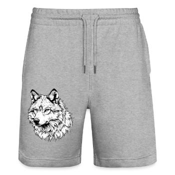 Weißer Wolf - Stanley/Stella Unisex Bio Joggingshorts Trainer  - Grau meliert - Vorne - Nik (191cm) & Marisol (170cm)