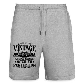 Iconic 1931 Birthday T-Shirt - Stanley/Stella Trainer Unisex Organic Jogging Shorts - heather grey - Front - Nik (191cm) & Marisol (170cm)