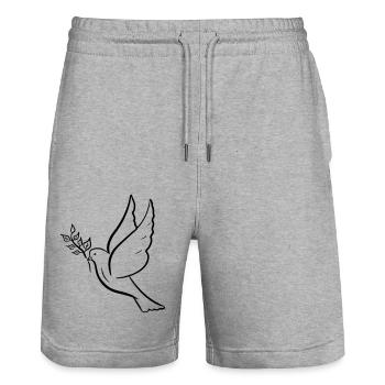 Dove of peace, hand drawn. Symbol of peace - Stanley/Stella Trainer Unisex Organic Jogging Shorts - heather grey - Front - Nik (191cm) & Marisol (170cm)