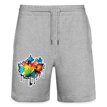 Maple Leaf / Autumn / Foliage / Forest / Nature - Stanley/Stella Trainer Unisex Organic Jogging Shorts - heather grey - Front - Nik (191cm) & Marisol (170cm)