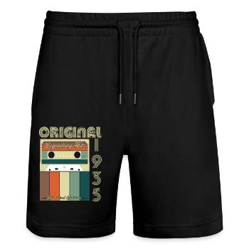 Legendäres Jubiläum 1935 - Stanley/Stella Unisex Bio Joggingshorts Trainer  - Schwarz - Vorne - Nik (191cm) & Marisol (170cm)