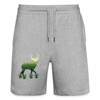 Deer Of Nature - Stanley/Stella Trainer Unisex Organic Jogging Shorts - heather grey - Front - Nik (191cm) & Marisol (170cm)
