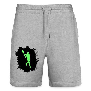 tennis klecks - Stanley/Stella Unisex Bio Joggingshorts Trainer  - Grau meliert - Vorne - Nik (191cm) & Marisol (170cm)