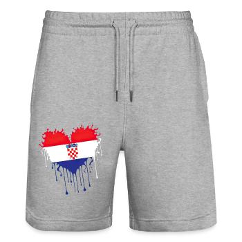 Kroatien hrvatska kroatien hrv hr reisen tourismus - Stanley/Stella Unisex Bio Joggingshorts Trainer  - Grau meliert - Vorne - Nik (191cm) & Marisol (170cm)