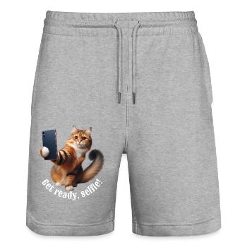Get ready, selfie-8 - Stanley/Stella Trainer Unisex Organic Jogging Shorts - heather grey - Front - Nik (191cm) & Marisol (170cm)