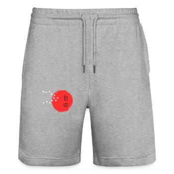 Japanese Character Art - ApriNoeScor - Stanley/Stella Trainer Unisex Organic Jogging Shorts - heather grey - Front - Nik (191cm) & Marisol (170cm)