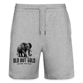 Old but Gold nie zu alt mit Elefant - Stanley/Stella Unisex Bio Joggingshorts Trainer  - Grau meliert - Vorne - Nik (191cm) & Marisol (170cm)