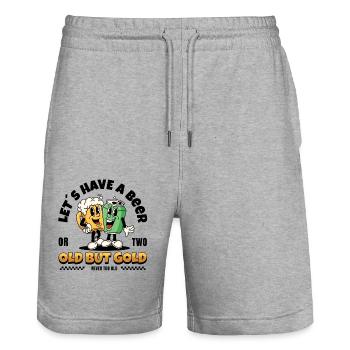 Old but Gold Let´s have a Beer or two - Stanley/Stella Unisex Bio Joggingshorts Trainer  - Grau meliert - Vorne - Nik (191cm) & Marisol (170cm)