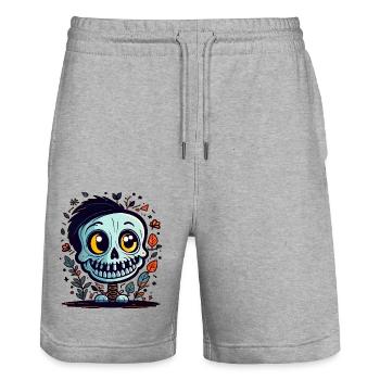 Skeleton - Stanley/Stella Trainer Unisex Organic Jogging Shorts - heather grey - Front - Nik (191cm) & Marisol (170cm)