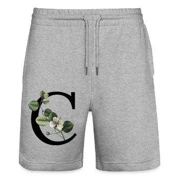 Buchstabe C Botanisches Grün - Stanley/Stella Unisex Bio Joggingshorts Trainer  - Grau meliert - Vorne - Nik (191cm) & Marisol (170cm)
