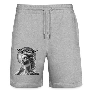 douceur - Short de jogging bio TRAINER Stanley/Stella unisexe - gris chiné - Devant - Nik (191cm) & Marisol (170cm)