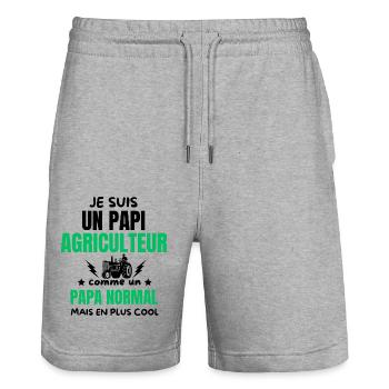 PAPI AGICULTEUR - Short de jogging bio TRAINER Stanley/Stella unisexe - gris chiné - Devant - Nik (191cm) & Marisol (170cm)