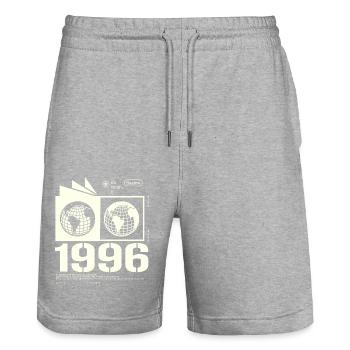 Vintage 1996 Retro Birthday Gift 1996 - Stanley/Stella Trainer Unisex Organic Jogging Shorts - heather grey - Front - Nik (191cm) & Marisol (170cm)