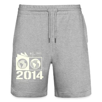 Vintage 2014 Retro Birthday Gift 2014 - Stanley/Stella Trainer Unisex Organic Jogging Shorts - heather grey - Front - Nik (191cm) & Marisol (170cm)