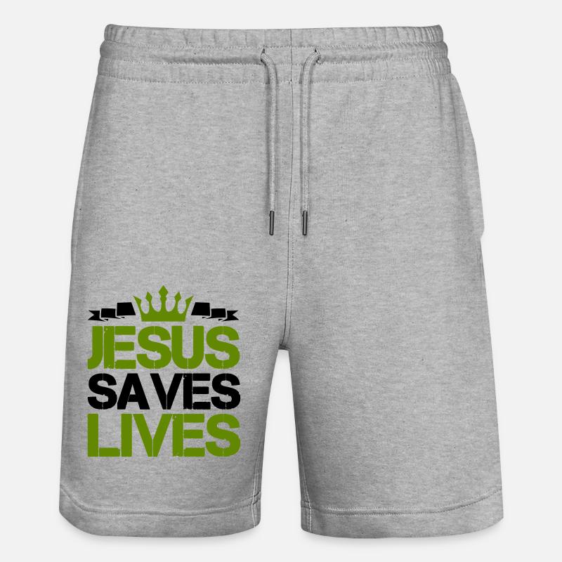 Jésus sauve des vies - Short de jogging bio TRAINER Stanley/Stella unisexe - gris chiné