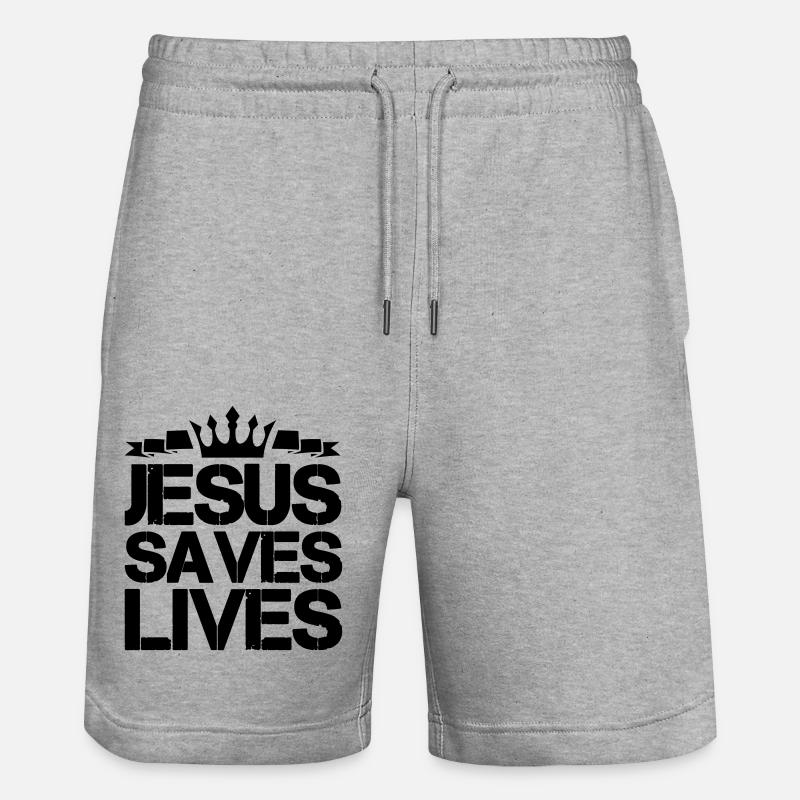 Jésus sauve des vies - Short de jogging bio TRAINER Stanley/Stella unisexe - gris chiné