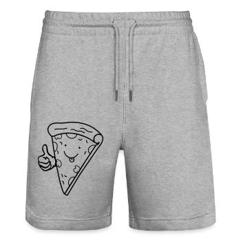 Pizza Comic 01 - Stanley/Stella Trainer Unisex Organic Jogging Shorts - heather grey - Front - Nik (191cm) & Marisol (170cm)