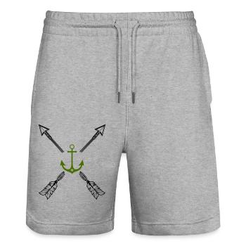 anker pfeile - Stanley/Stella Unisex Bio Joggingshorts Trainer  - Grau meliert - Vorne - Nik (191cm) & Marisol (170cm)