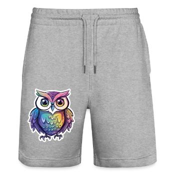 Niedliche Eule Kawaii Maskottchen - Stanley/Stella Unisex Bio Joggingshorts Trainer  - Grau meliert - Vorne - Nik (191cm) & Marisol (170cm)