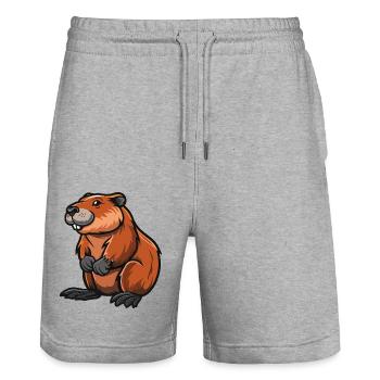 Bande dessinée Hamster - Short de jogging bio TRAINER Stanley/Stella unisexe - gris chiné - Devant - Nik (191cm) & Marisol (170cm)