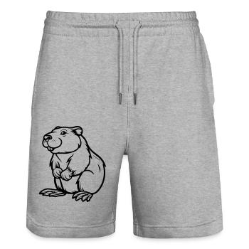 Hamster Bande Dessinée Animal - Short de jogging bio TRAINER Stanley/Stella unisexe - gris chiné - Devant - Nik (191cm) & Marisol (170cm)