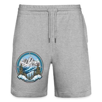 Mountains 3 - Stanley/Stella Trainer Unisex Organic Jogging Shorts - heather grey - Front - Nik (191cm) & Marisol (170cm)