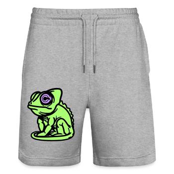 Chameleon - Stanley/Stella Trainer Unisex Organic Jogging Shorts - heather grey - Front - Nik (191cm) & Marisol (170cm)