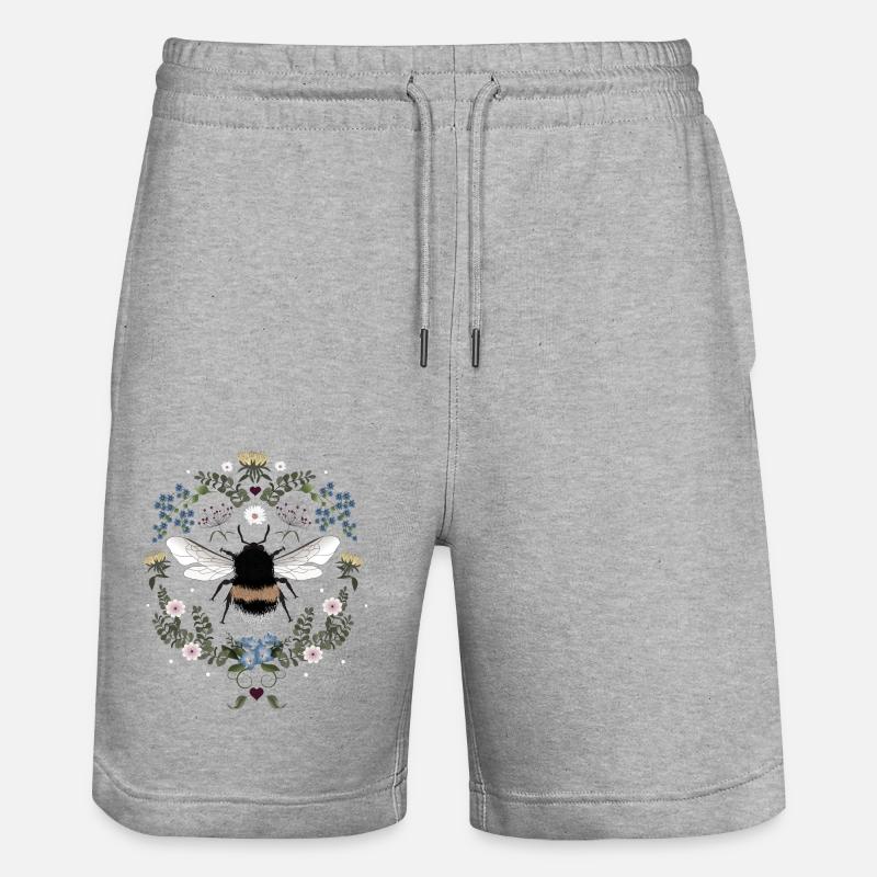 Bourdon Fleurs Abeille - Short de jogging bio TRAINER Stanley/Stella unisexe - gris chiné