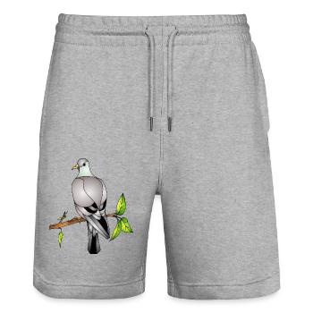 Oiseau - Short de jogging bio TRAINER Stanley/Stella unisexe - gris chiné - Devant - Nik (191cm) & Marisol (170cm)