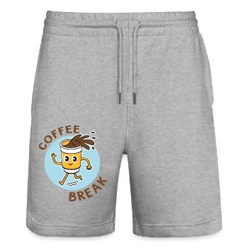 coffee break - Short de jogging bio TRAINER Stanley/Stella unisexe - gris chiné - Devant - Nik (191cm) & Marisol (170cm)