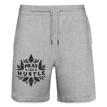 Bete dann: Hektik - Stanley/Stella Unisex Bio Joggingshorts Trainer  - Grau meliert - Vorne - Nik (191cm) & Marisol (170cm)