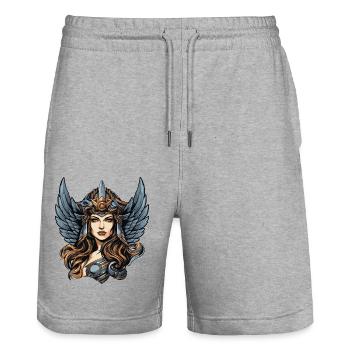 guerrier - Short de jogging bio TRAINER Stanley/Stella unisexe - gris chiné - Devant - Nik (191cm) & Marisol (170cm)