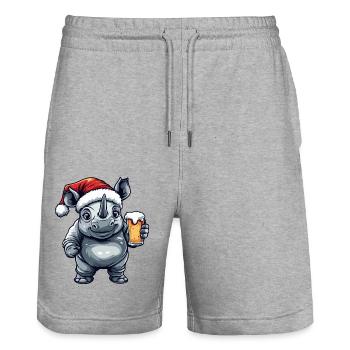 Nashorn Weihnachten Bier - Stanley/Stella Unisex Bio Joggingshorts Trainer  - Grau meliert - Vorne - Nik (191cm) & Marisol (170cm)