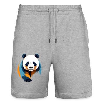 Panda Vektor Kunst mit lebendigen Farben Illustration - Stanley/Stella Unisex Bio Joggingshorts Trainer  - Grau meliert - Vorne - Nik (191cm) & Marisol (170cm)