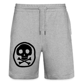 Skull & Bones - Stanley/Stella Trainer Unisex Organic Jogging Shorts - heather grey - Front - Nik (191cm) & Marisol (170cm)