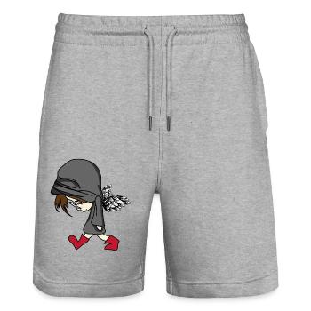 dark boy behide the wall - Stanley/Stella Unisex Bio Joggingshorts Trainer  - Grau meliert - Vorne - Nik (191cm) & Marisol (170cm)