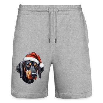 Doberman Dog Head Christmas Portrait - Stanley/Stella Trainer Unisex Organic Jogging Shorts - heather grey - Front - Nik (191cm) & Marisol (170cm)