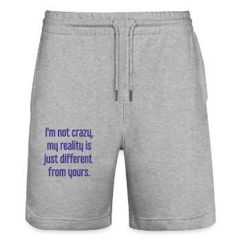 I'm not crazy – my reality is different - Stanley/Stella Trainer Unisex Organic Jogging Shorts - heather grey - Front - Nik (191cm) & Marisol (170cm)