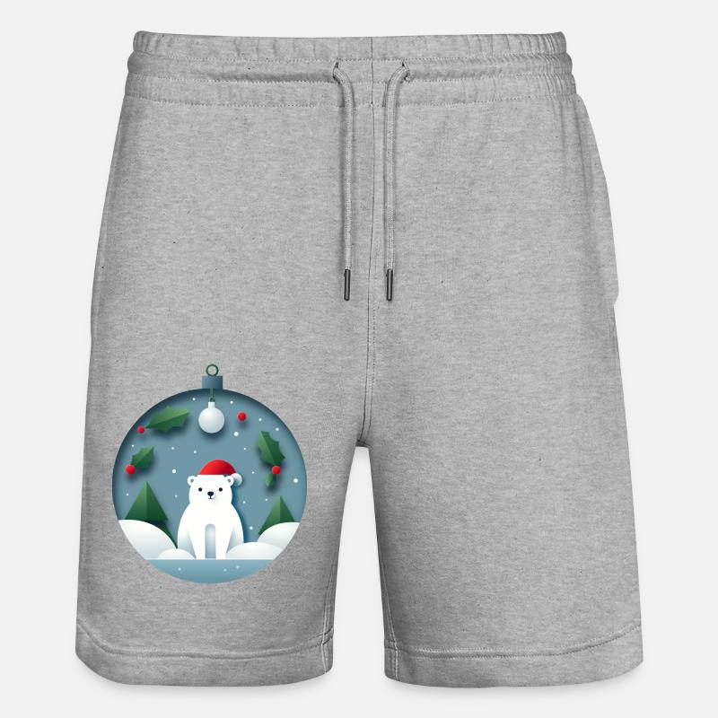 Eisbär in Weihnachtskugel - Stanley/Stella Unisex Bio Joggingshorts Trainer  - Grau meliert