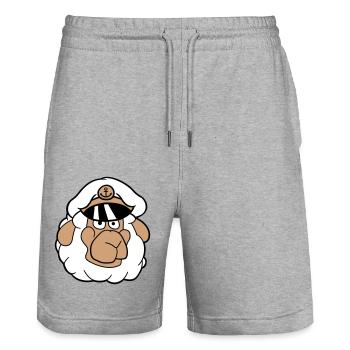 Cute Sheep Old Captain Cap Face Cartoon - Stanley/Stella Trainer Unisex Organic Jogging Shorts - heather grey - Front - Nik (191cm) & Marisol (170cm)