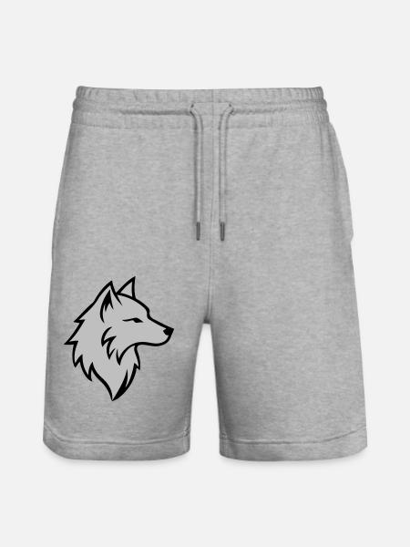 Wolf Logo Tier - Stanley/Stella Unisex Bio Joggingshorts Trainer - Grau meliert