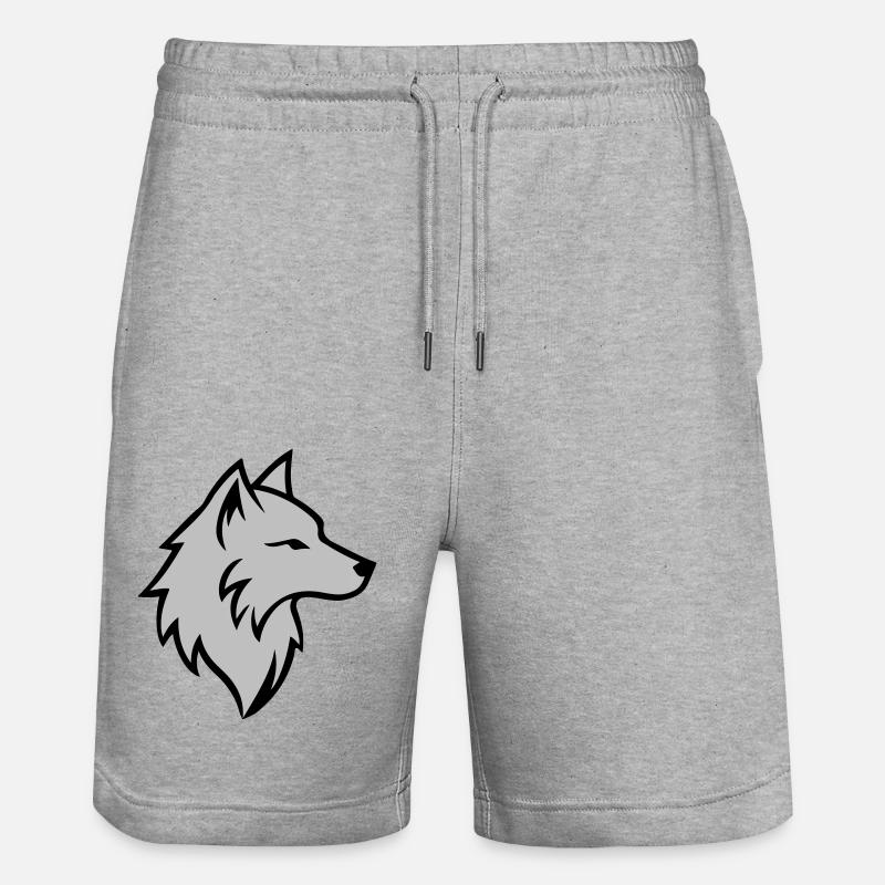 Wolf Logo Tier - Stanley/Stella Unisex Bio Joggingshorts Trainer  - Grau meliert