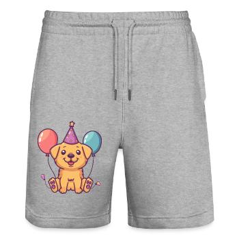Golden Retriever Dogs Birthday Comic - Stanley/Stella Trainer Unisex Organic Jogging Shorts - heather grey - Front - Nik (191cm) & Marisol (170cm)