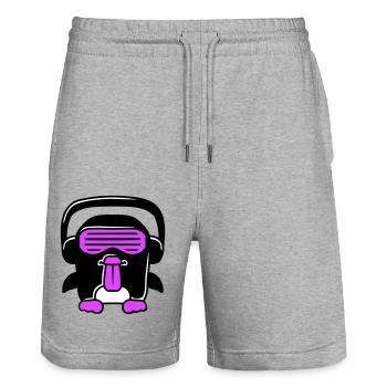Party DJ Penguin Headphones Sunglasses Naughty Cool - Stanley/Stella Trainer Unisex Organic Jogging Shorts - heather grey - Front - Nik (191cm) & Marisol (170cm)