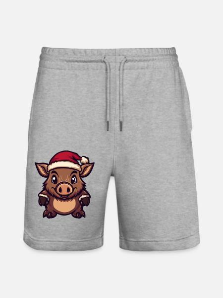Cochon Noël Sanglier - Short de jogging bio TRAINER Stanley/Stella unisexe - gris chiné