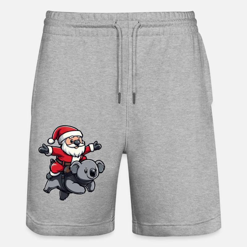Koala Père Noël dessin animé - Short de jogging bio TRAINER Stanley/Stella unisexe - gris chiné