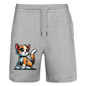 chat - Short de jogging bio TRAINER Stanley/Stella unisexe - gris chiné - Devant - Nik (191cm) & Marisol (170cm)