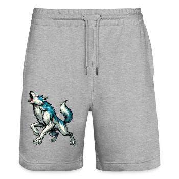Wolf Comic - Stanley/Stella Unisex Bio Joggingshorts Trainer  - Grau meliert - Vorne - Nik (191cm) & Marisol (170cm)