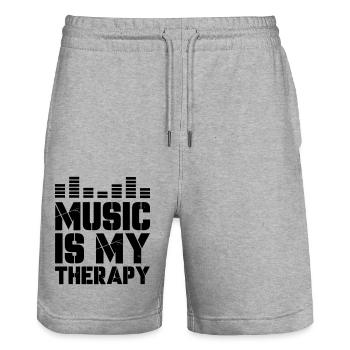 music is my therapy - Stanley/Stella Trainer Unisex Organic Jogging Shorts - heather grey - Front - Nik (191cm) & Marisol (170cm)